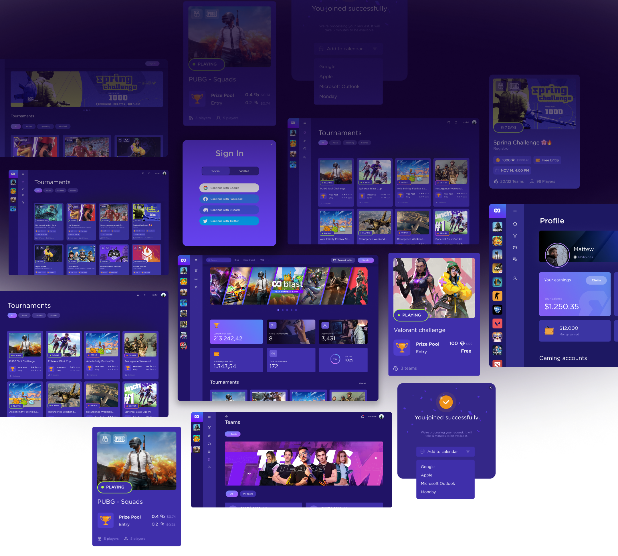 mosaico of the app Interface
